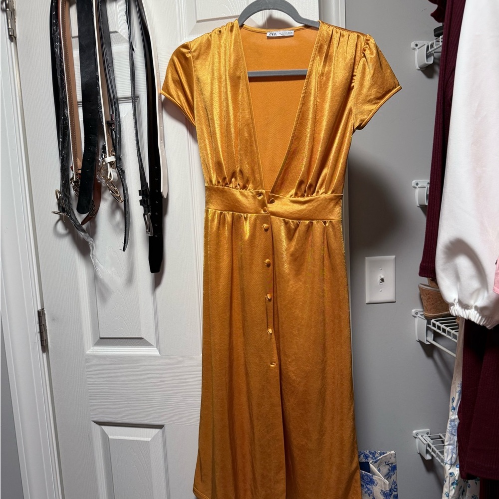 Zara Golden Midi Dress size small